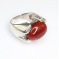 inel statement modernist, cu anturaj carnelian. Danemarca 